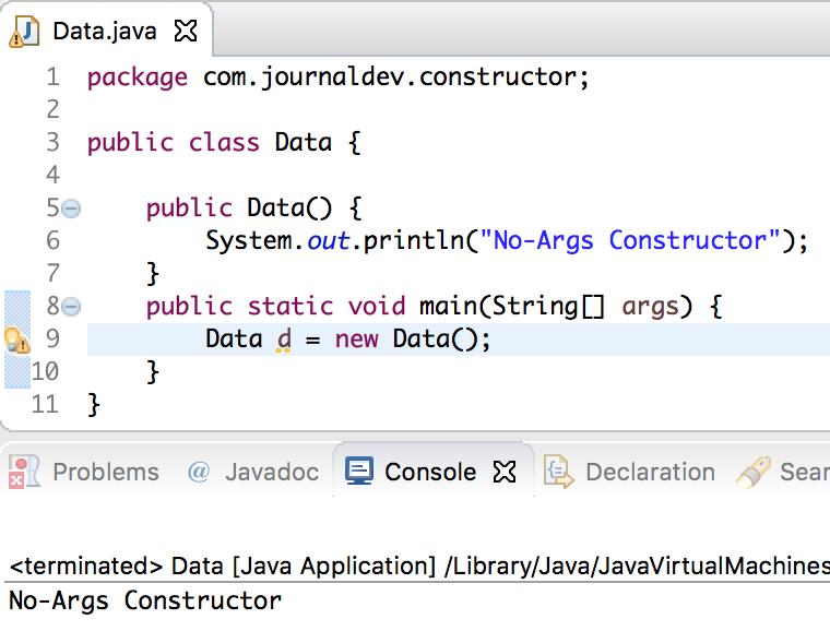 no args constructor in java