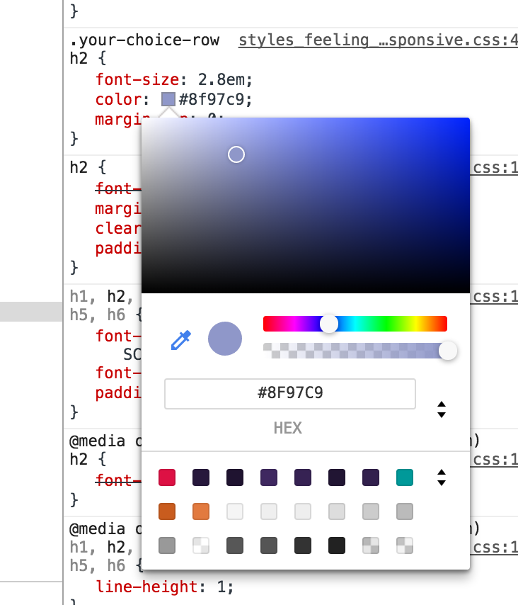 Chrome DevTools 颜色选择器