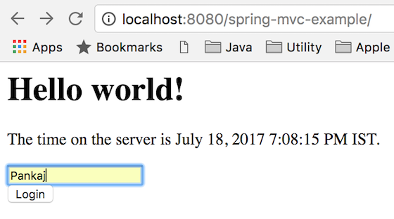 spring mvc 示例 hello world 应用程序主页