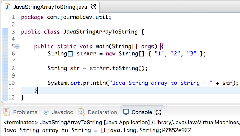 java字符串数组转字符串toString方法调用输出