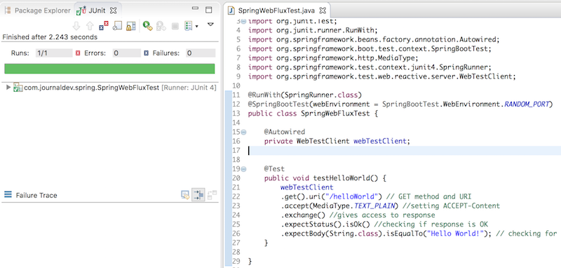 Spring Reactive WebTestClient 示例 JUnit 测试用例