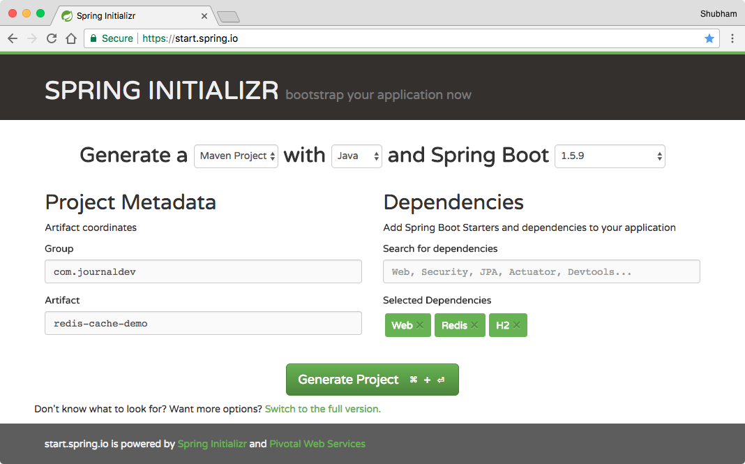 spring boot redis 缓存示例