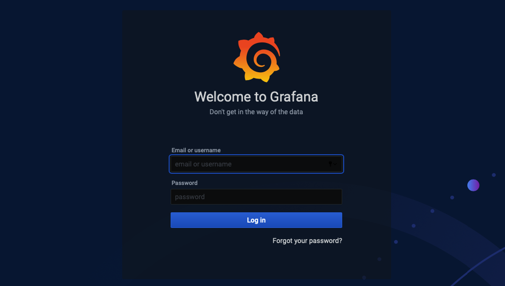 使用您选择的密码登录 Grafana