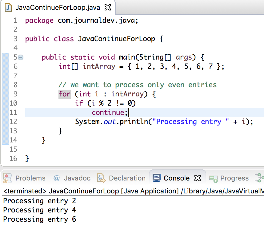 java continue 语句，java continue for 循环