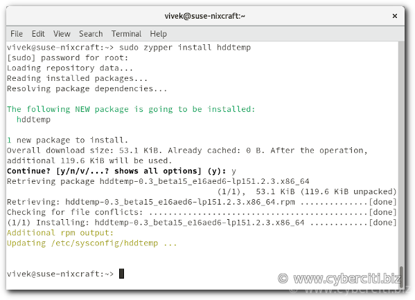 如何在 OpenSUSE Linux Enterprise Server 上安装 hddtemp