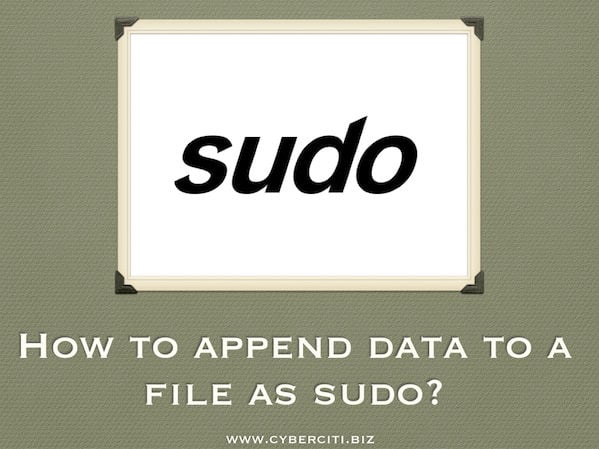 图 01：如何在 Linux 或类 Unix 系统上使用 sudo 将文本附加/插入到文件中？