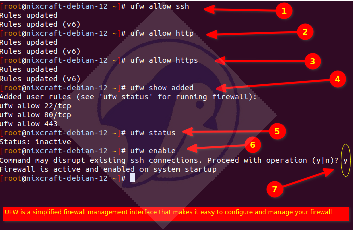 配置 UFW 以默认允许 SSH、HTTP 和 HTTPS 连接