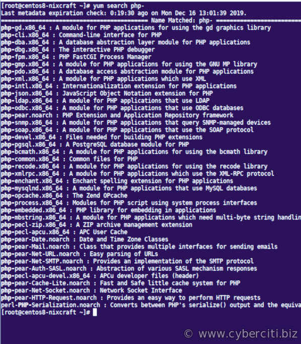 在 CentOS 8 上搜索 PHP 版本