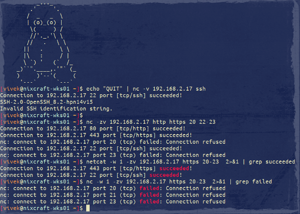 如何在 Linux 和 Unix 上使用 netcat 或 nc 命令进行端口扫描