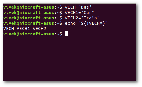 Bash 获取名称与特定前缀匹配的所有变量的列表