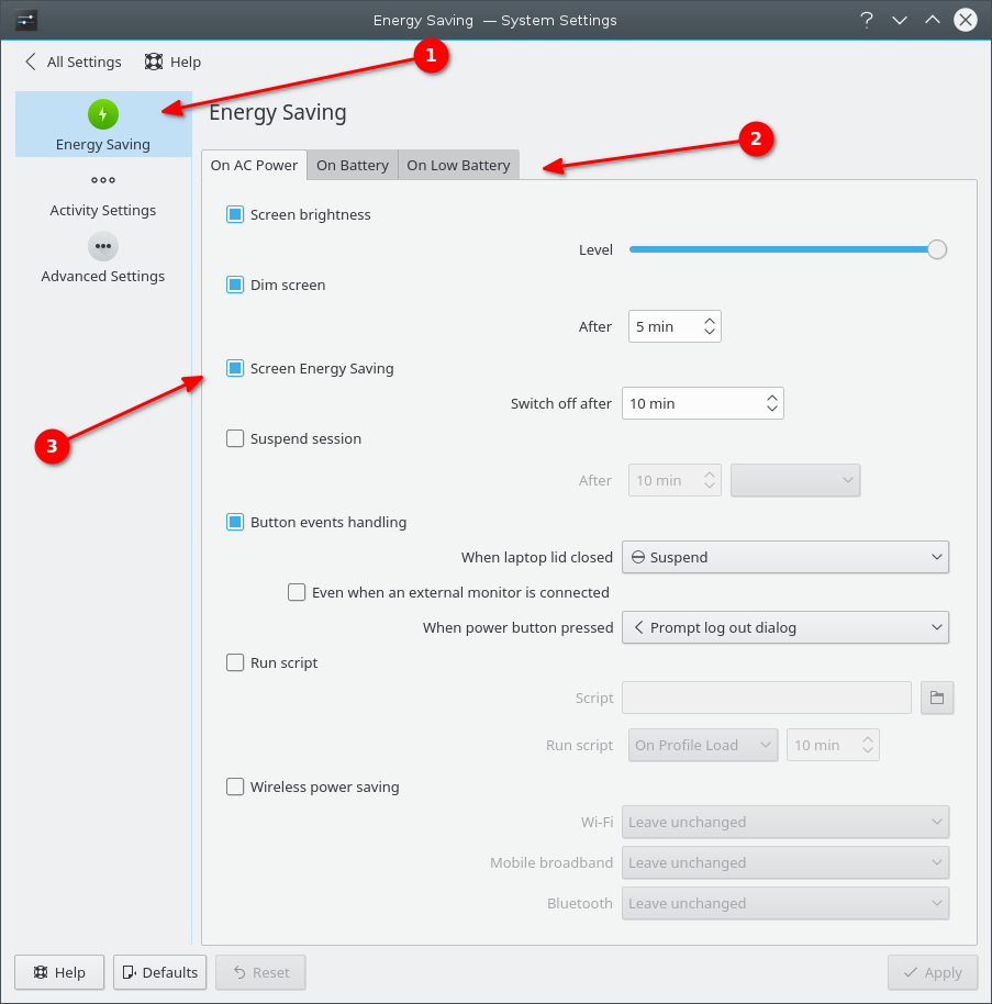 使用 powerdevil 进行 KDE 能源设置