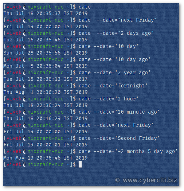 使用 Bash Shell Date 命令查看 Linux 上的昨天或明天