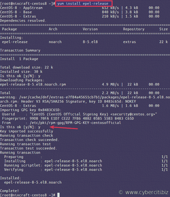 使用 yum 命令在 CentOS 8.x 上安装 EPEL Repo