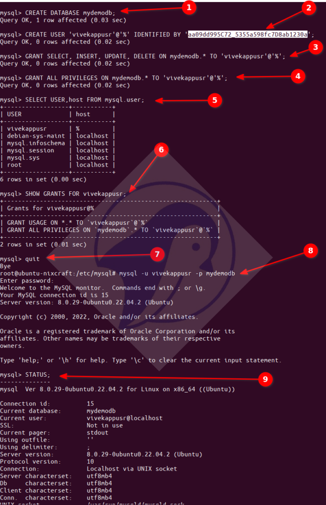 在 Ubuntu Linux 20.04 LTS 上运行的 MySQL 8 上创建用户和数据库