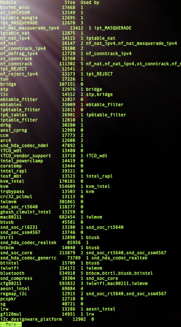 Fig.01: Obtaining information about currently loaded modules/drivers