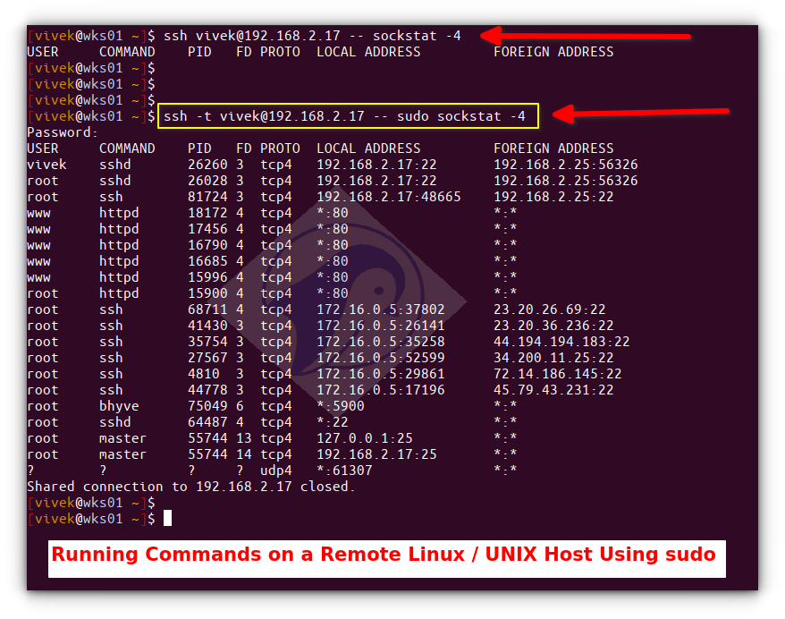 通过 ssh 使用 sudo 在远程 Linux 或 UNIX 主机上运行命令