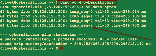 图 01 基本 Unix ping 命令示例