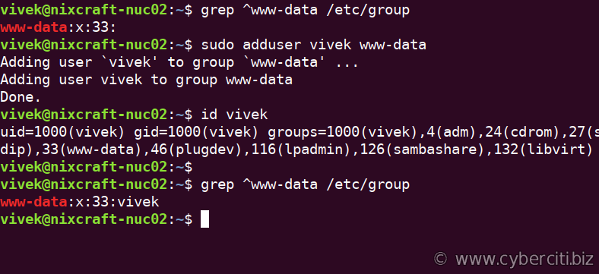 Ubuntu Linux 将用户添加到组 www-data Apache Group 命令