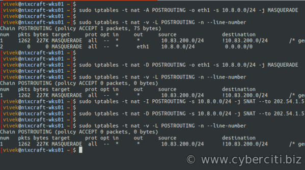 Linux Iptables 删除后路由规则命令