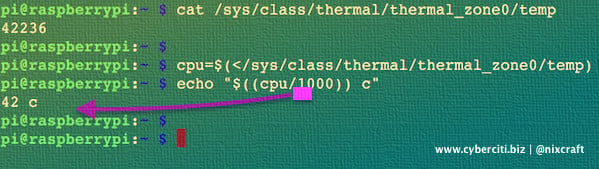 图 02：检查 Raspberry Pi 的 ARM CPU 温度