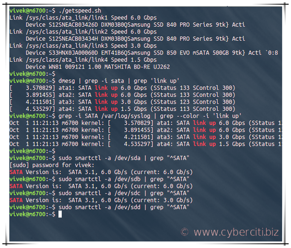 Linux 命令查找硬盘和 SSD 的 SATA 链接速度