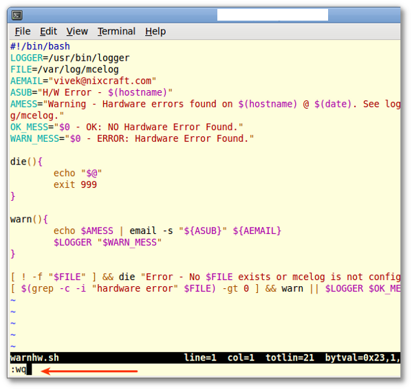 图 01：vi / vim 写入和退出命令的实际操作