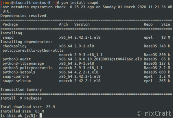 使用 yum 在 CentOS 或 RHEL 8 上安装 snapd