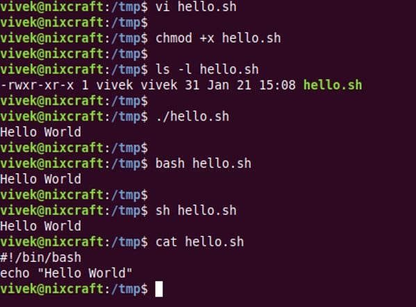 Hello World Bash Shell 脚本程序