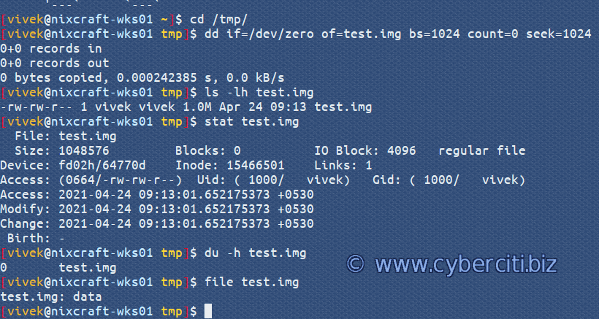 Unix 使用 dd 命令创建 1GB 大小的二进制映像文件