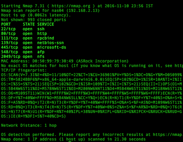 图 02：使用 nmap 确定哪些端口正在监听 TCP 连接