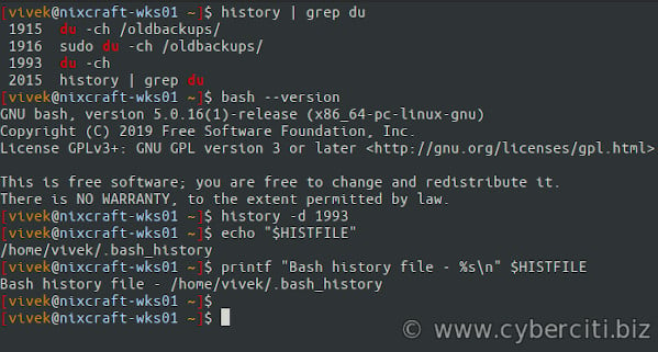 Linux bash shell 从历史文件中删除单个命令