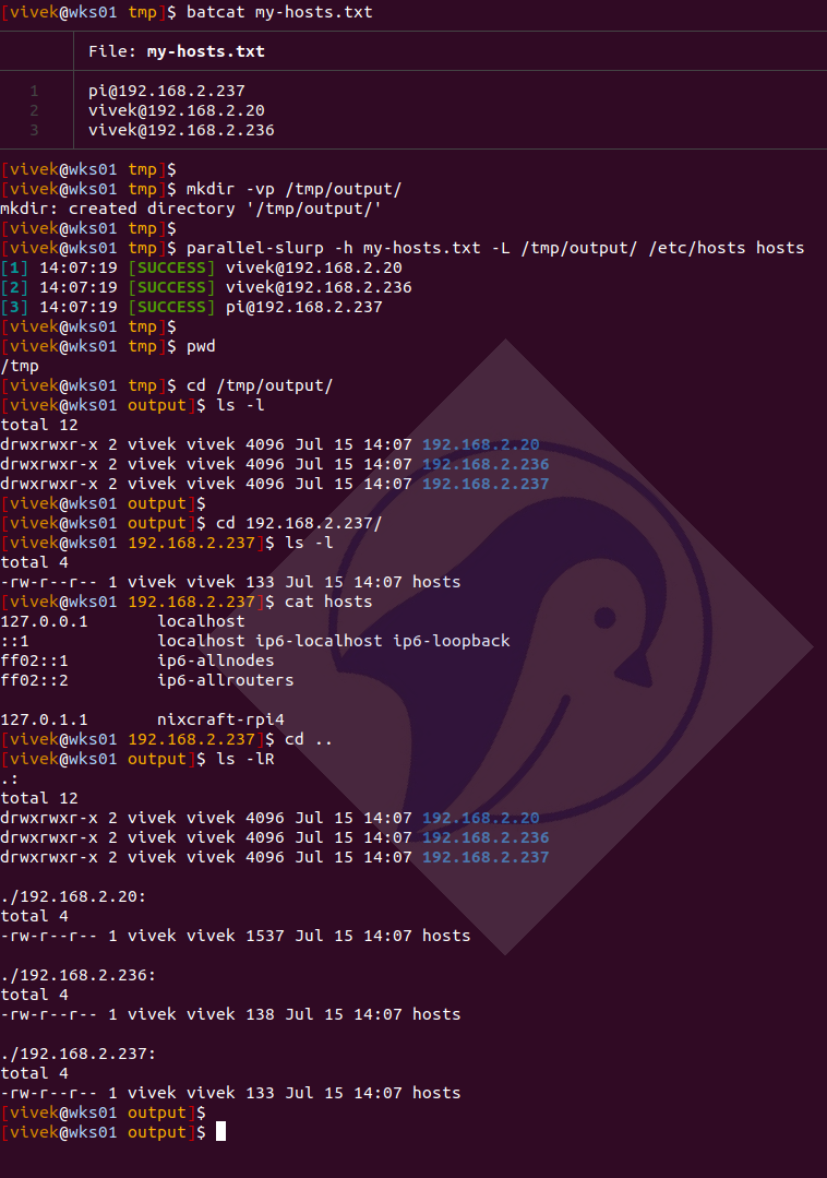 Linux 的 parallel-slurp 示例